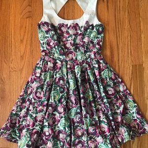 Floral skater dress with keyhole back!